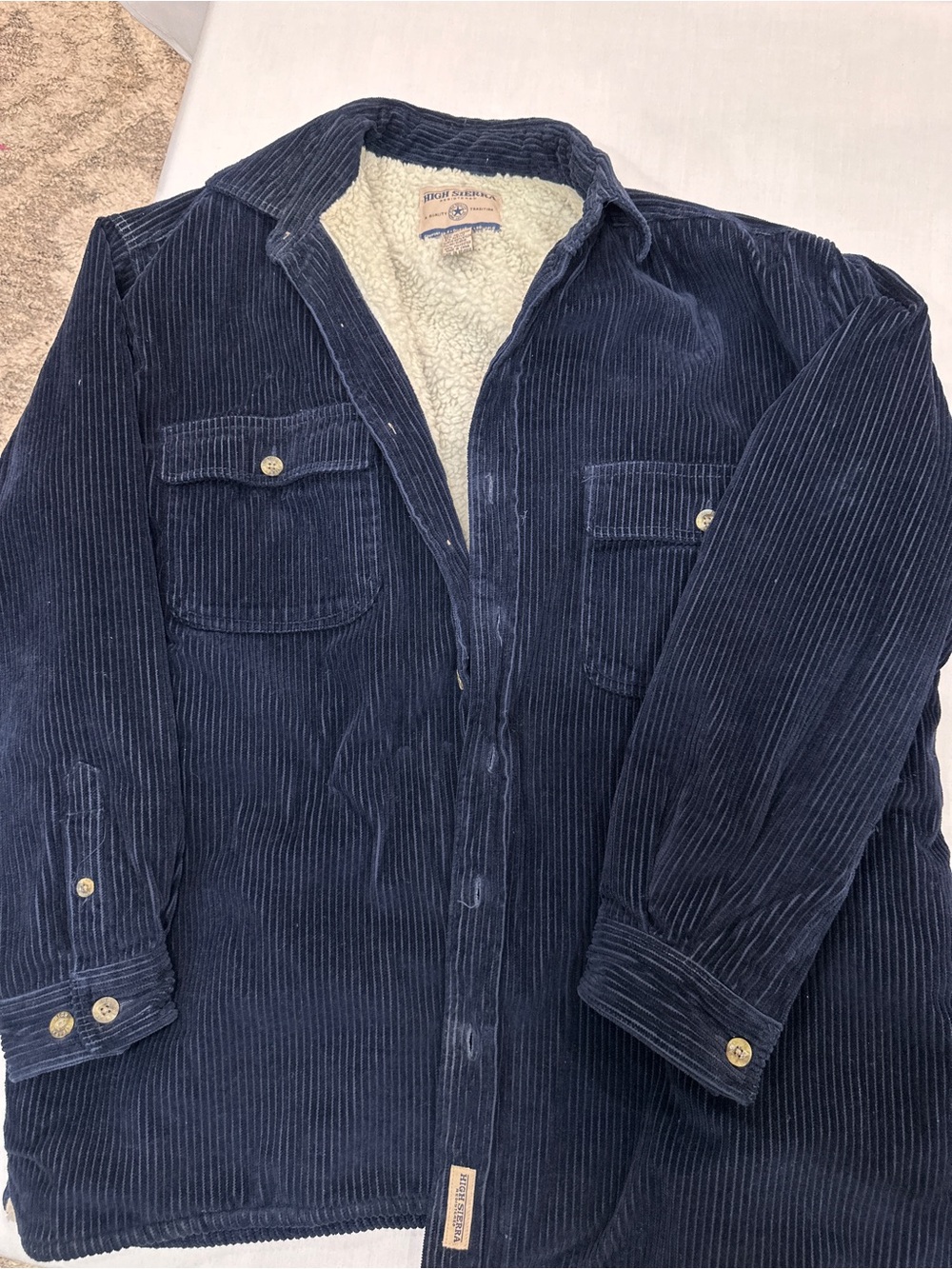 High Sierra Navy Corduroy Sherpa-Lined Shirt Jacket